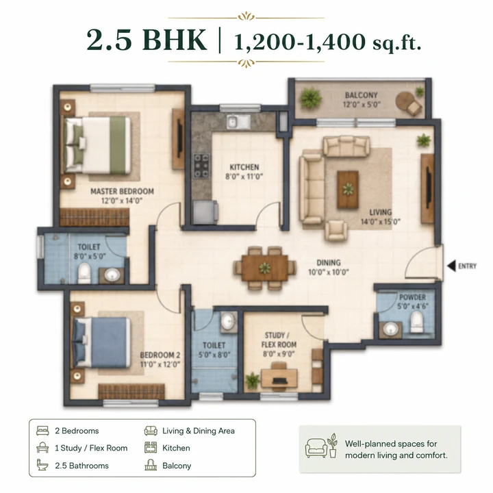 Brigade Granada 2.5 BHK floor plan layout Brigade Granada 2.5 BHK floor plan layout