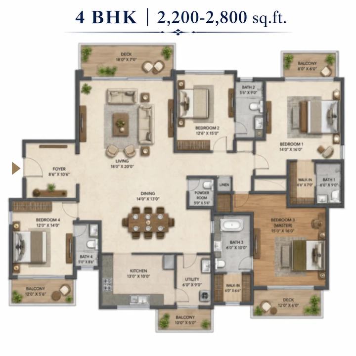 Brigade Granada 4 BHK floor plan layout Brigade Granada 4 BHK floor plan layout